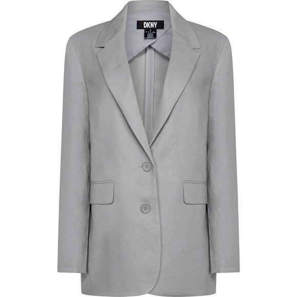 DKNY linen blend 2 button blazer in sharkskin (L) - Picture 1 of 4